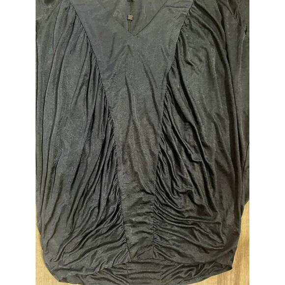 BCBG MAXAZRIA  Ink Navy Blouse Top V-Neck Slouchy Lined Boho Sz XS - Picture 10 of 11